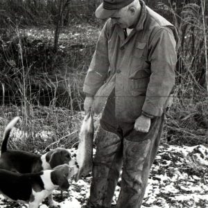 00-00-1967 Bill Wilkins with rabbit and hunting dogs-photo by Richard Martin-0001