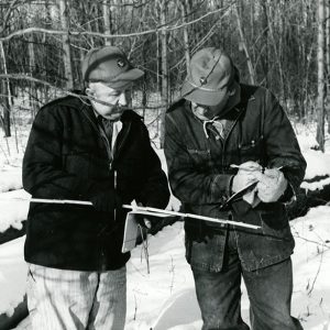 02-14-1968 John Kaple and Paul Egner at Richland Rural Life Center timber harvest-website