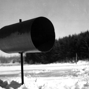 02-25-1964 John Hattery farm-new cylinder type mallard duck nesting device (photo R. Mills)-website