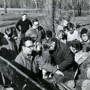 04-08-1967 George Ziegler, B.S. Ranger distributing trees for planting at Camp Avery Hand-1000 white pine-Website