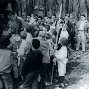 04-16-1966 Unloading pine trees for the Boy Scout Forestry Day at Camp Avery Hand. (Ranger Richard Shomen)-website