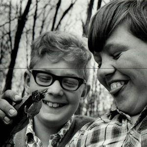 05-10-1970 Johnny VanRiper and Edward Ash with midland painted turtle found in creek photo by Jim Bikar-website