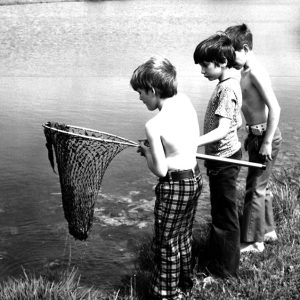 05-16-1974 David Lape-John Greiner-Jerry Mowry catch tadpoles at Mellett farm pond-website