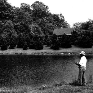 05-26-1965 Clarence Geiger fishing at his pond in Springfield Township (photo by Robert Mills)-website