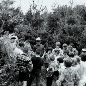 06-21-1967 Nancy Bardell (SWCD secretary) at 4-H camp Rural Life Center instructing campers in forest conservation-website