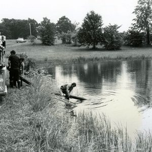 06-25-1975 A Madison fire dept pumper secures a waters supply from the pond at the rural Life Center-website