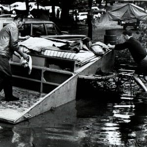 07-05-1969 L.H.Johns & son David of Mt.Pleasant PA remove camper from flood waters on Charles Mill Lake-website