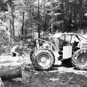 07-13-1964 Kaple Lumber Co. Rig at the Sacred Heart Seminary Farm. Timber harvest job-website