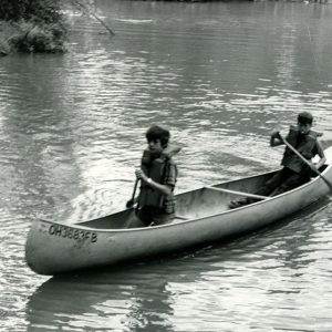 07-27-1973 At Camp Avery Hand Boy Scout Camp; scouts canoeing in the upper Clear fork-Website