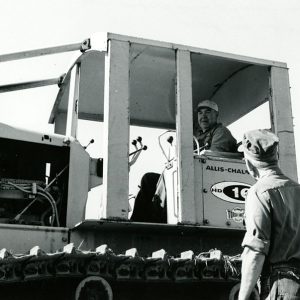 08-10-1972 Wm. Enderby Farm. Bill Myers, Contractor & William Enderby discuss progress on the construction of a new pond-website