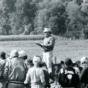 10-03-1985 D.C. Mathes gives judges comments at County Land Judging Contest,Eilenfeld Farm,Monroe Twp-Website