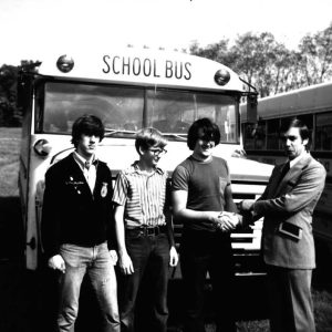 10-09-1973 Land Judging Contest Jack Gatton Farm Doug Ramsey, Stan Lomox, Scot Eilenfeld with Larry Kocheiser of Society Bank-Website