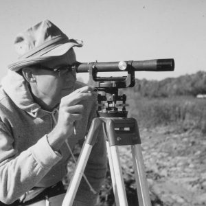 10-13-1965 Dean Swigart surveying @E. Caudill farm-Photo by Robert Mills