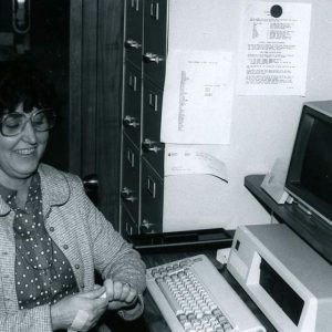 11-1985 Wanda Winters and Homer the Computer, Secretary Soil & Water Conservation District-website