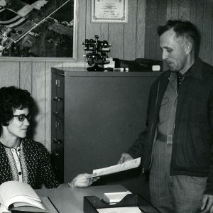 12-07-64 Mrs. Nancy Bardill, SWCD Clerk welcomes Dan Ream to the District office-website