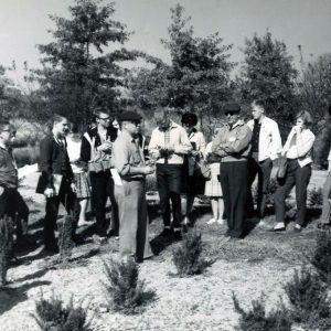 Group observing new trees at Science Fair(Photo by Robert Mills)