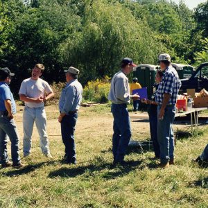 Rural Life Center Forestry Contest#2. LtoR. John Jollif,Randy Esinhauer, Keith Johnson, Plaid shirt Jeff Van Loon-website