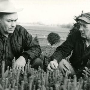 Stock for Wildlife Packet Program is purchased. Chester Jones, former SWCD Bd Chmn, Nursery Operator J.L. Kopach (r)#2-website