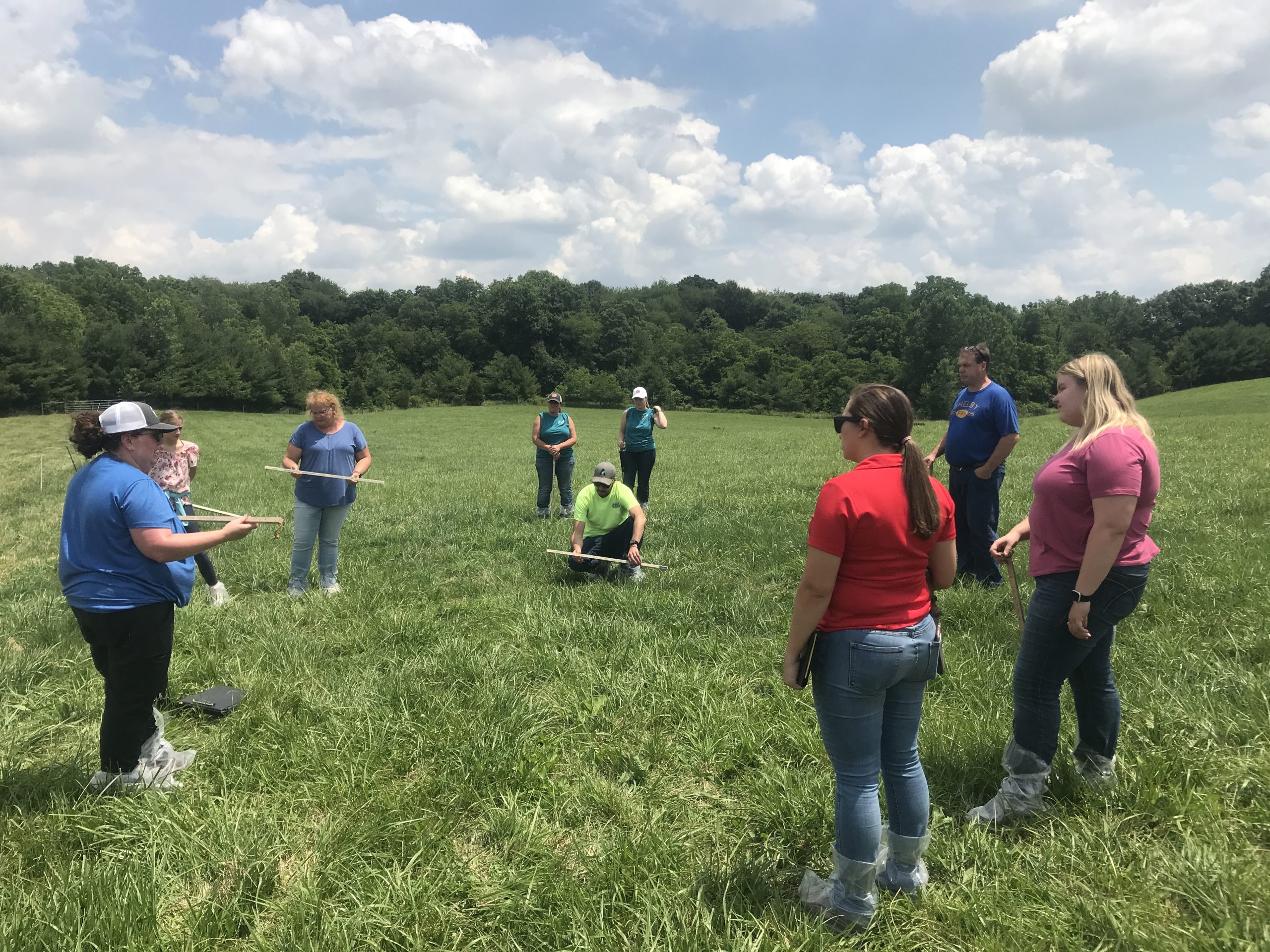 The Eisenhauer pasture. Learning how to use a grazing stick.