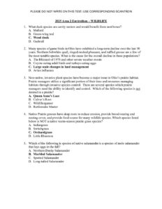 2025 Wildlife Test_ANSWER KEY