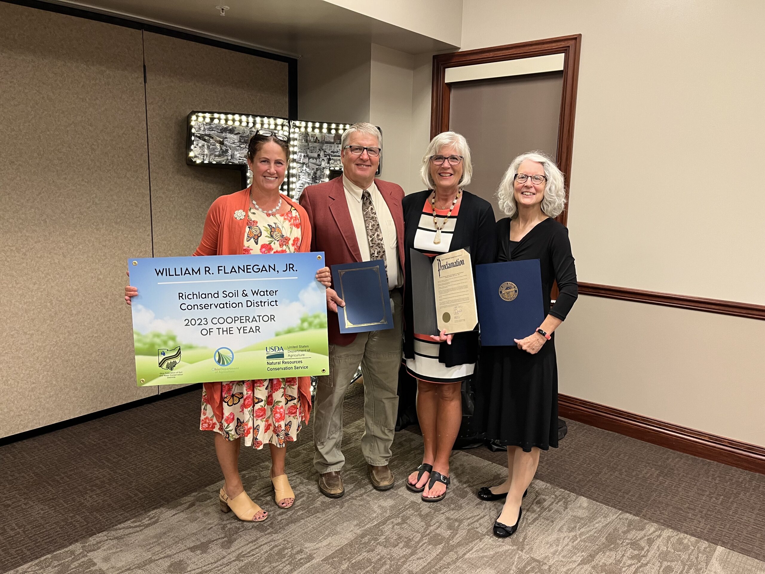 Flanegan, Bill Coop of Year w Tonya, Thomas, Erica Richland SWCD Director & Sutter, Theresa Richland SWCD
