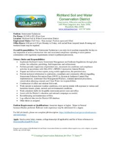 Stormwater Technician – Position Announcement – ZB TS Edited