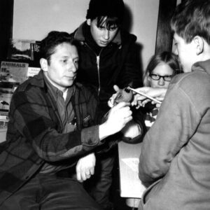 02_25_1970_Mohican_Outdoor_School_Ron_Reed_Danny_Hershner_Jayce_Hicks_Jerry_Signs_Willard_St._Francis.Banding_a_cardinal_with_pencil_in_beak_website-2208