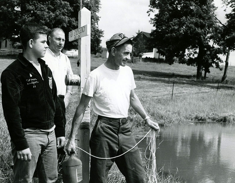 June 23, 1967
Norman Dudgean (Vo-Ag Student), Donald Hahn (Vo-Ag Instructor) and Dwight O'Hearn
Safety Kit Demo
Photo ID#: S521