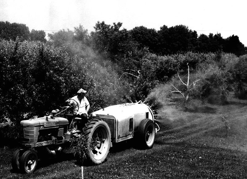 June 28, 1971
Kenneth Burrer spraying his apple orchard
Photo ID#: A651