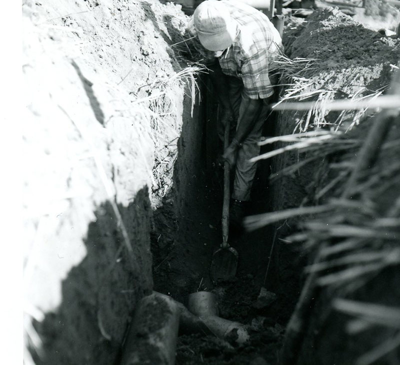 August 11, 1967
Leonard Kreitemeyer in ditch with tile
Photo ID#: A733