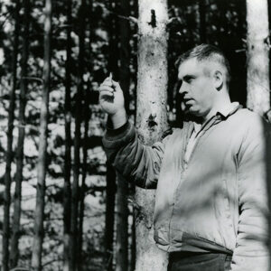 11_05_1965_Jack_Basinger_ODF_FarmForester_at_Cyrus_Reeder_Woodland_at_Butler._Checking_basal_area_of_pine_plantation_website-3870